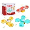 Kidology 3Pcs Silicone Suction Cup Flower Spinning Bath Toy Sensory Fidget Baby Bath Spinning Bath Toys for Toddlers and Infants Sticks to Window Table Baby High Chair Tray Bath