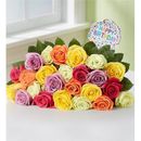 1-800-Flowers Flower Delivery Happy Birthday Assorted Roses 12-24 Stems, 24 Stems, Bouquet Only | Same Day Delivery Available