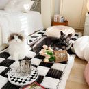 Funnyfuzzy Cream-Coloured Large Plaid Square Pet Mat Bed Couch Cover Garden Chic