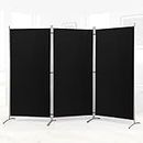 RANTILA 3 Panel Privacy Screen, 6 Ft Tall Folding Privacy Screen Room Dividers, Freestanding Room Partition Wall Dividers, 102''W x 20''D x 71''H, Black