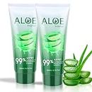 ASYBO 200x2 ML Aloe Vera Gel – 99% Organic Pure Aloe Vera Hydrating Face & Body Moisturizer, Natural Aloe Cream for Dry Skin, Sunburn, Acne, Soothing & Moisturizing