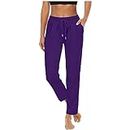 Women's Plain Sweatpants with Pockets Elasticated High Waist Sport Pants Ladies Elastic Cosy Jogging Bottoms Drawstring Running Joggers Tracksuit for Women UK
