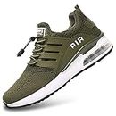 BOGOVER Men's Walking Shoes Non Slip Running Tennis Shoes Breathable Lightweight Air Cushion Sneakers for Tennis Gym Jogging, Green, 9