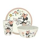 Zak Designs Disney Kids Dinnerware Set 3 Pieces, Durable and Sustainable Melamine Bamboo Plate, Bowl, and Tumbler are Perfect for Dinner Time with Family (Minnie Mouse)