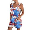 Ropa De Verano Para Mujer 2024 4th of July Romper For Women Sleeveless Cute American Flag Patriotic Overall Shorts With Pockets Casual Trendy Independence Day Rompers Outfits(A-Dark Blue,Medium)