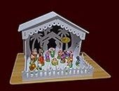 MDT India DIY Christmas Crib House for Xmas Decoration Stable Pulkoodu Kudil (Large Size Crib + Nativity Set)