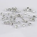 LolliBeads (TM) 100 Pcs Crystal Ringed Sew on Rhinestone Czech Glass with Silver Plated Brass Base Prongs Cup, White 4 mm