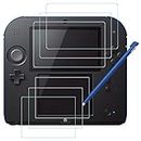 AFUNTA Films de Protection d'Ecran pour Nintendo 2DS avec Stylet, 3 Pack (6 Pièces) Films en Pet pour Écran Supérieur et Inférieur, avec 1 Stylo Tactile Bleu en Plastique