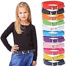 Olgaa 12 Pieces Kids Belt Adjustable Elastic Fashion Belt with Pin Buckle for Girls Kids, 12 Colors, 12 Colors, adjustable