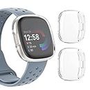 DULIPING 2-Pack Screen Protector Compatible with Fitbit Versa 4/Sense 2, Soft TPU Full Coverage Protective Case Scratch-Resistant Case for Versa 4/Sense 2, Clear+Clear