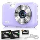 Digital Camera, Bofypoo FHD 1080P 44MP Kids Camera with 32GB Card, 16X Zoom Vlogging Camera, Point and Shoot Digital Camera Compact Camera for Teens,Beginners (Purple)