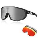 Queshark Cycling Glasses TR90 Unbreakable Frame Polarized Sports Sunglasses,Bike Glasses for Men Women with 5 Lens,Anti-UV400
