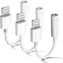 Apple MFi Certified 3 Pack Headphone Adapter for iPhone, Lightning to 3.5 mm Headphone Jack Adapter for iPhone Converter Dongle Audio Cable Compatible with iPhone 14 13 12 11 X XS 8 7