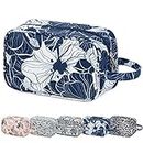 Travel Toiletry Wash Bag for Women Traveling Dopp Kit Makeup Bag Organizer for Toiletries Accessories Cosmetics (Blue Lotus)