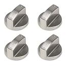 4 Pcs Gas Hob Knobs Silver Cooker Hob Knobs, Metal Universal 6mm Stove Cooker Control Switch Knob Switch Dial for Kitchen Models Silver Adaptors Oven Cooking Surface Gas Stove Oven Cooktop Buttons