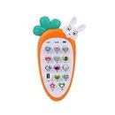 VGRASSP Radish Style Cute Rabbit Face Pretend Play Cell Phone Toy for Kids, Toddlers with Music, Ringtones, Lights - Birthday Party Favors and Gifts for Girls (Orange)