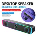 USB Bluetooth Speakers LED Light Computer Speakers Stereo Bass for Desktop PC