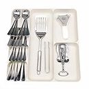 FOREVERIE Fixed Size Large Kitchen Cutlery Utensils Drawer Organizer Tray for Flatware Spoons Forks & Knives, White