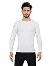 WMX Men's Full Sleeve Compression Shirt - Athletic Base Layer for Fitness, Cycling, Training, Workout, Tactical Sports Wear - Cool Dry Running T Shirt (Small, White)