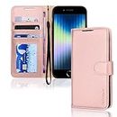 TECHGEAR iPhone SE 2022 5G / 2020, iPhone 8/7/6 Leather Wallet Case, Flip Case Cover, Card Holder, Stand, Wrist Strap - Pink PU Leather, Magnetic Closure for iPhone SE 3 / SE 2 / iPhone 8 7 6 6s 4.7"