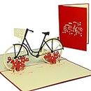LIN17180 - LIN 3D pop up greeting card for birthdays, invitations, bicycle, cyclist, biking, N156