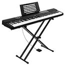 ALPHA 88 Keys Electronic Piano Keyboard Portable Digital Keyboard with Audio Input, Microphone Input, Headphone Output, Tones Rhythms LED Electric Holder Music Stand Adaptor Power