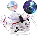 Goyal's Dancing Dog Toy Musical Sound Flashing Lights 360° Rotating Puppy Walking, Singing Toy for Kids Boys Girls (Dog White)