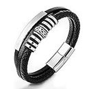 Newly Arrived: Handmade Braided Multilayer Leather Bracelet with Stainless Steel Magnetic Clasps for Men (Silver)