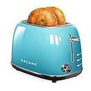 Galanz Retro 2-Slice Toaster, 1.5" Extra Wide Slots for Bagels & Thick Bread, Defrost and 6 Browning Levels, Includes a Dust Lid & Removable Crumb Tray, Blue