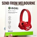 NEW MOKI BRITES Wireless Bluetooth Headphones with Mic for Kids / School (Red)