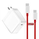 OnePlus 65W USB-C SUPERVOOC/Warp/Dash Fast Power Charger Adapter with 3.3 FT Type-C to C Red Cable Compatible for Oneplus 9 Pro, 9R, 9, 8 OnePlus Nord Ce 5G, Ce 2 Lite 5G/ Nord 5G Type C, White