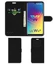 ACM Leather Window Flip Wallet Front & Back Case Compatible with Lg W10 Alpha Mobile Cover Black