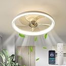 LMiSQ Modern Ceiling Fans with Lights Reversible Fan with Remote 50cm Smart Ceiling Fan Lighting Timing 6 Speeds Low Profile Ceiling Fan with Light Dimmable LED Fan Light Flush Mount for Bedroom