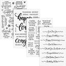 4 Sheets Words Clear Stamps for Card Making Silicone Sentiment Stamp with Scripture Greeting Words Pattern for Valentines Christmas Holiday Card and DIY Scrapbooking Journal(Transparent,Sentiment)