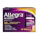 Allegra Adult 24HR Non-Drowsy Antihistamine, 30 Tablets, Fast-acting Allergy Symptom Relief, 180 mg