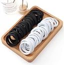 AanehA Hair Rubber Bands for Women with Storage Box (Pack of 40 Pcs) Seamless Cotton Hair Bands, Colorful Hair Ties Ponytail Holders Hair Accessories (black&white)