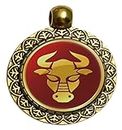Taurus (Bull) Zodiac Sign Pendant Necklace Chain Locket with Hook (1 Piece) | 25mm Round Alloy Steel | Imported from Thailand.