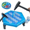 Save Penguin Break Ice Frozen Game for Kids, Meroqeel Protect The Iceberg Penguins Trap on Ice Icebreaker Board Games Toy for Adults Family Childrens Kid Ages 4-8 with Replacement Cubes and Hammer