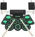 Electronic Drum Kit, Uverbon Roll Up Drum Electronic Drum Pads Set 9 Silicon Durm Pad Built-In Stereo Speaker with 2 Foot Pedal for Kids and Beginners