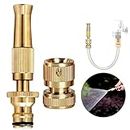 ROMINO Brass Water Spray Nozzle Suitable for 1/2" Hose Pipe Adjustable Brass Spray Nozzle Water Pressure Booster Brass Nozzle Water Spray Gun for Car Wash & Gardening Water Pressure Nozzle