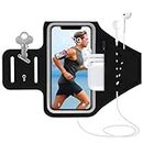 Cell Phone Armband for Running Sports Arm Bands with Zipper Slot Airpods Holder, Running Armband for Gym Exercise Workout Arm Band Case for Running, Walking, Hiking and Biking, black