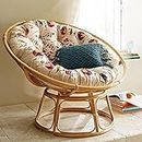 Aashi Enterprise Cane Papasan Comfortable Chair With Cushion - Folding (Brown Stain Finish)