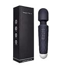 CAZUELA Waterproof Rechargeable Battery Powered Personal Body Massager for Women, Cordless Handheld Wand Vibrate Machine, 20 Vibration Modes 8 Speed Patterns, for Pain Relief Massage, Pack of 1,Black