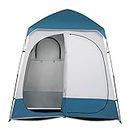 Outvita Oversize 2 Rooms Shower Tent, 7.5 FT Outdoor Pop up Changing Room, Instant Extra Wide Privacy Shelter for Camping Dressing Toilet Bathroom with Carry Bag, Blue & White