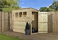 EMS Retail Empire 2600 Pent Garden Shed 8X3 SHIPLAP T&G PRESSURE TREATED 3 WINDOWS DOOR RIGHT