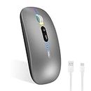 Verilux® Wireless Mouse Rechargeable, [Battery Level Visible] 3 Modes 2.4G & 3.0BT & 5.0BT Bluetooth Mouse for Laptop, 1600DPI Ergonomic Silent Mouse Wireless for Laptop Mac PC iPad(Grey)