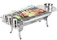 BBQ Grill Outdoor BBQ Grill Portable Barbecue Folding Grill,Stainless Steel Square Wood Stove, BBQ Grill Picnic Stove, Outdoor Mini Charcoal Stove QIByING