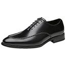 YUHAI Herren-Schnürschuhe aus Leder, formelle Derbys, Oxford-Schuhe, Klassische Business-Hochzeitsschuhe,Black-45(UK10.5)