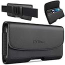 PiTau Holster for iPhone SE, iPhone 8, 7, 6s, 6, Premium Cell Phone Belt Holder Case with Belt Clip Loops ID Card Storage Carrying Pouch Cover (Fits Apple Phone with Otterbox Commuter Case on) Black