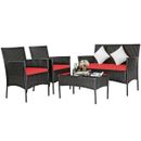 4PCS Outdoor Wicker Furniture Rattan Chair Table Set Patio Garden Lounge Setting